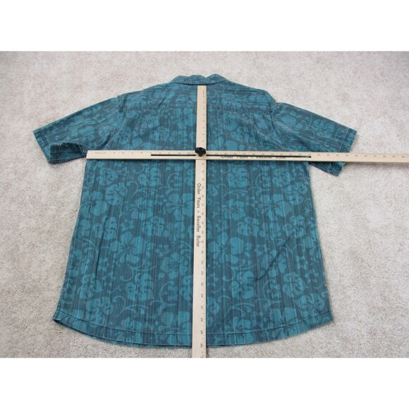 Columbia Shirt Men Large Blue Floral All Over Print Hawaiian Cotton Button Up - Picture 8 of 11